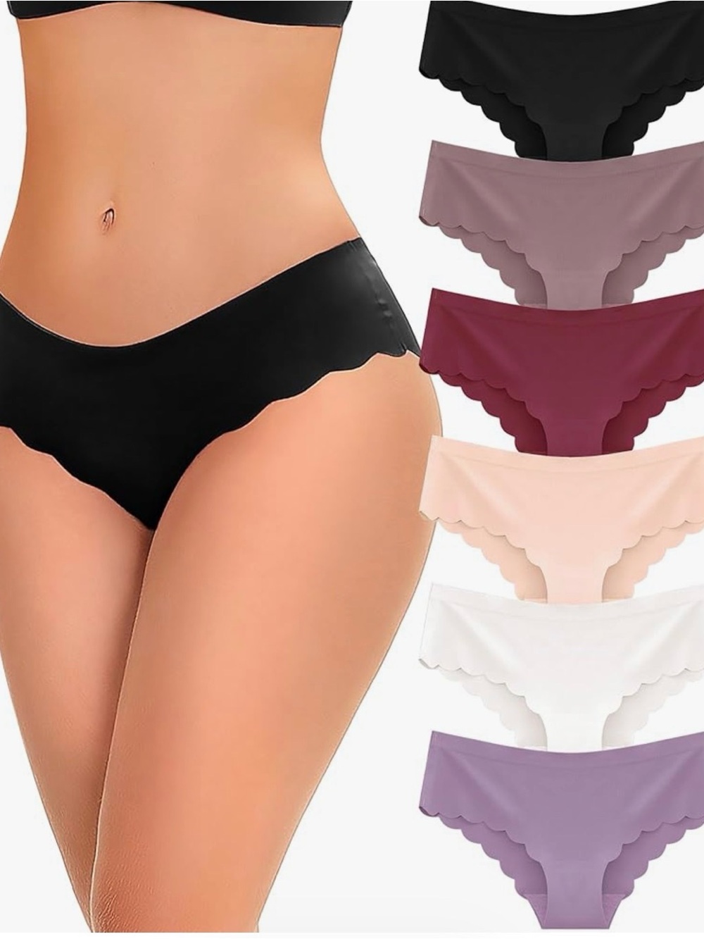 FineToo Seamless 6 Pack Underwear Low Rise Hipster XL